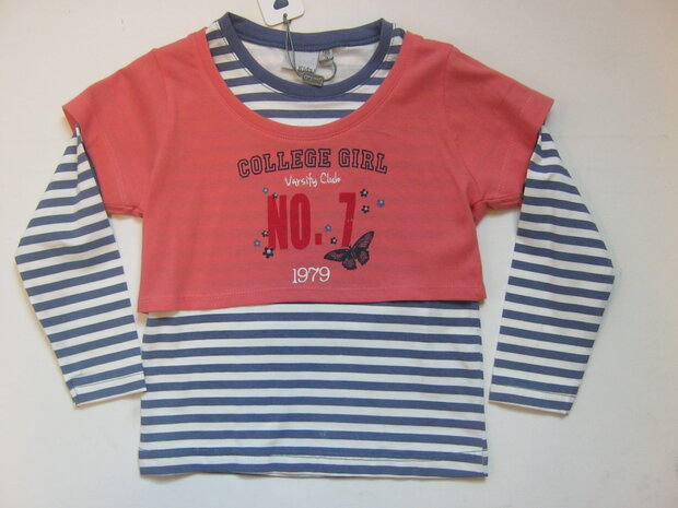 Shirt Meisjes Blauw / Wit, 98