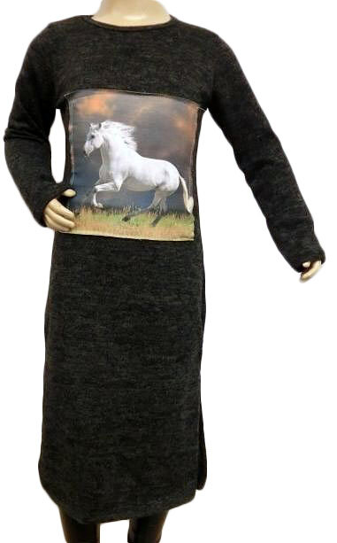 Jurk Paard Antraciet, maat 98/104