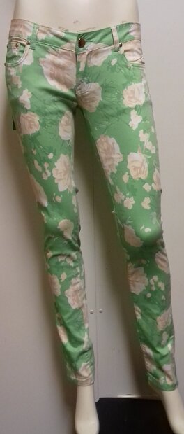 Jeans Bloemen Mintgroen, maat 36