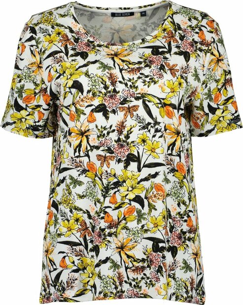 BLUE SEVEN Tshirt Bloemen Wit