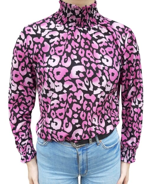 Blouse Dames Pink/Zwart, One Size