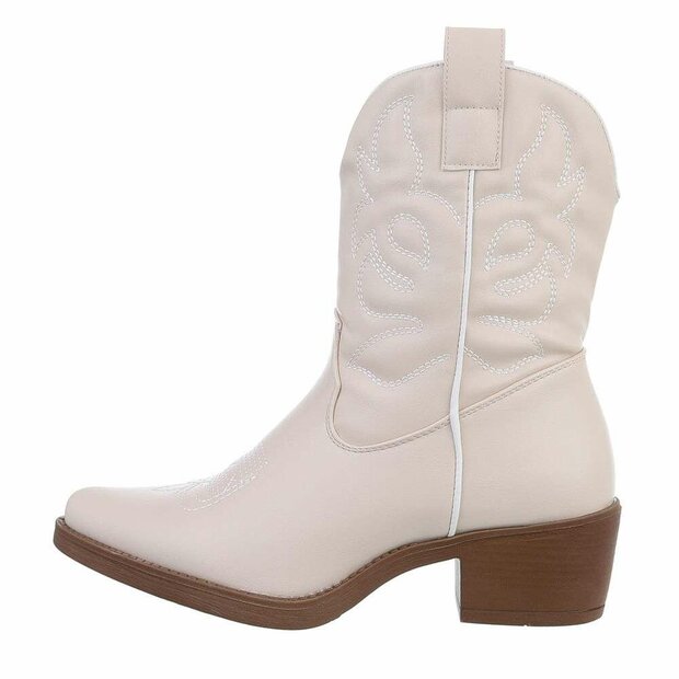 Western Biker Boots Dames Beige 