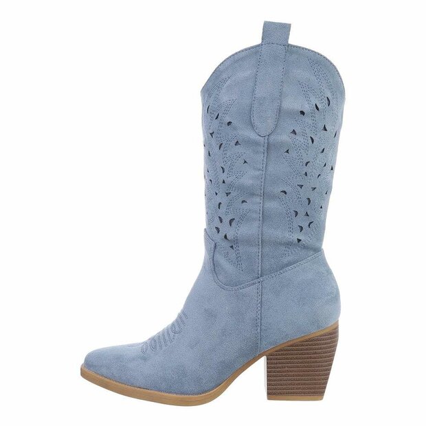 Western Biker Boots Dames Suede Blue