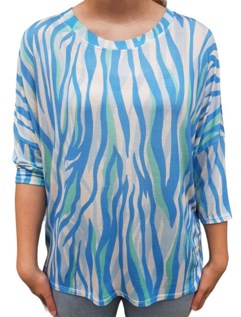 Tshirt Dames Blauw, ONE SIZE