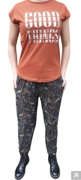 Dames Broek Zwart met print, ONE SIZE