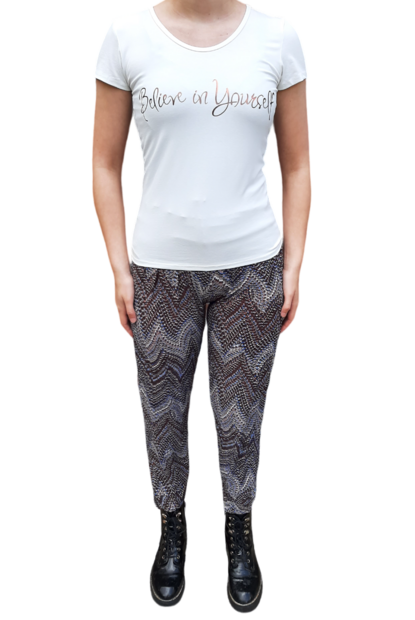 Dames Broek Bruin + Print, ONE SIZE