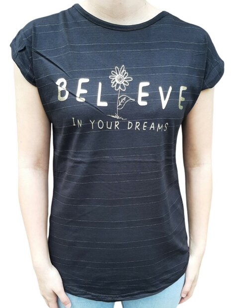 Tshirt Dames Zwart, XXL