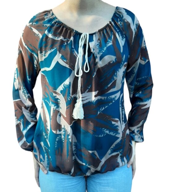 Dames Blouse Petrol, ONE SIZE