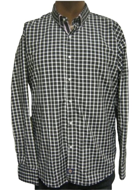 Blouse Heren Zwart / Wit geblokt