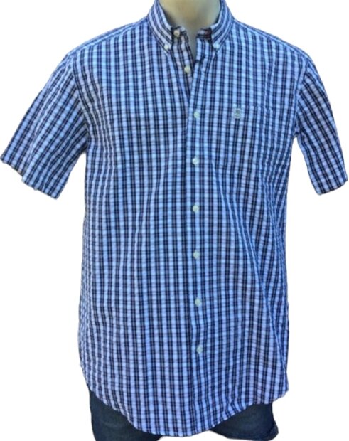 Blouse Heren Blauw / Wit, maat L