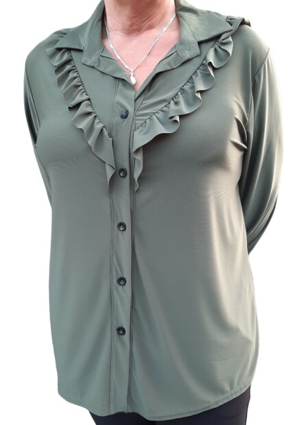 Blouse Dames Legergroen, ONE SIZE
