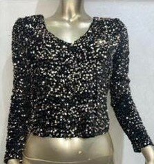 Glitter Top Dames Zwart / Goud
