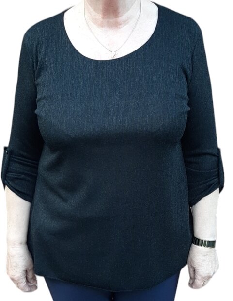 Glitter Shirt Dames Zwart, ONE SIZE