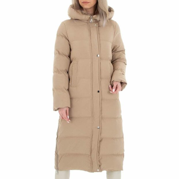 Lange Winterjas Taupe, maat XL