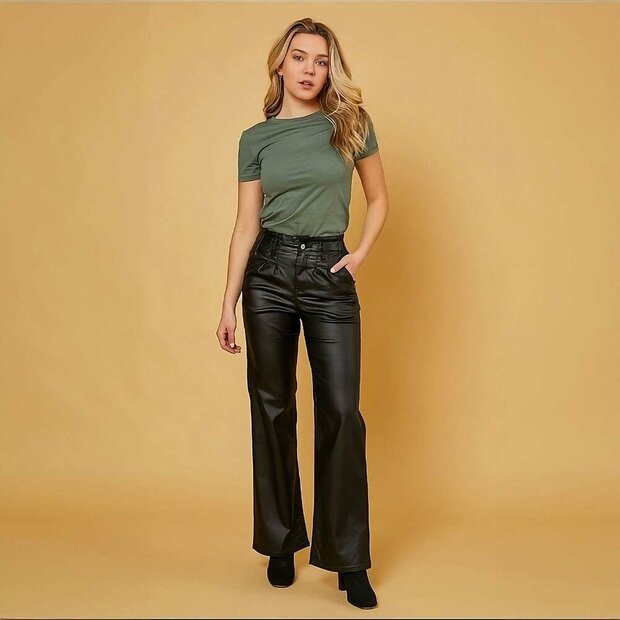 Leder-Look Broek Zwart
