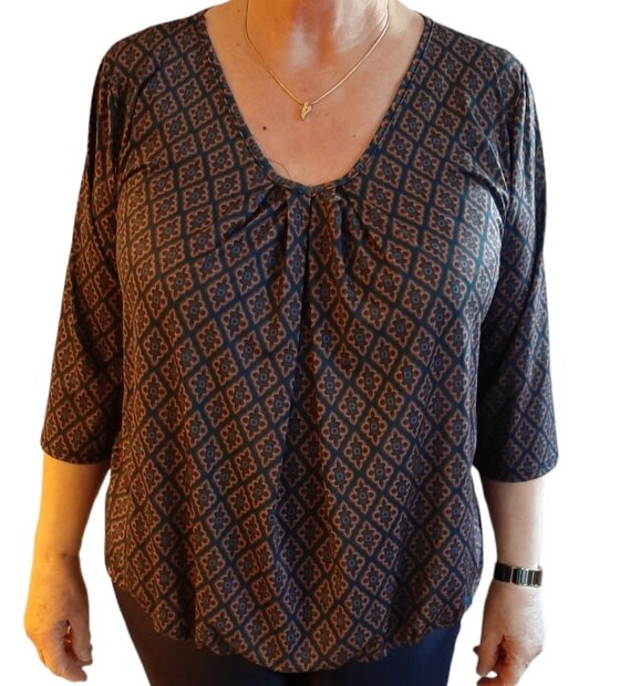 IZ NAIZ SHIRT Dames Petrol / Camel