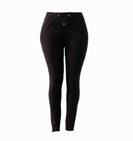 Treggings Dames Zwart, met aansnoerkoord