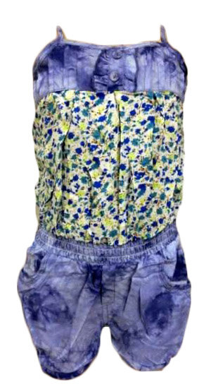 Jumpsuit Bloemen Blauw, maat 86/92