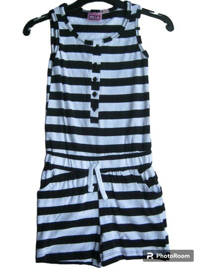 Jumpsuit Meisjes Zwart / Wit, maat 116