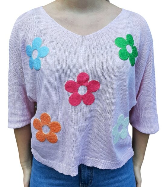 Shirt Dames Bloemen ROZE, ONE SIZE