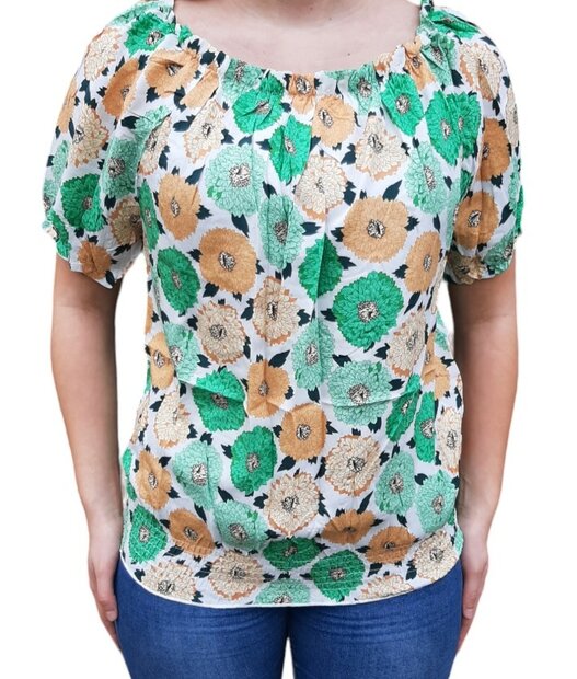  Tshirt Dames Bloemen Groen