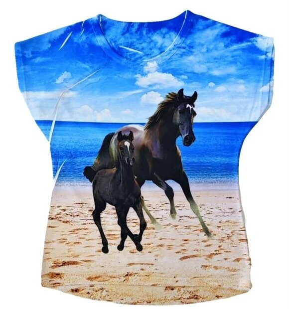 PAARDEN Tshirt Blauw