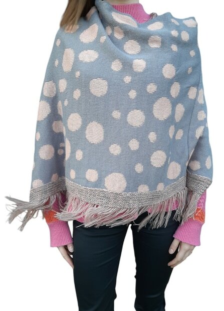 Poncho Grijs / Zalmroze