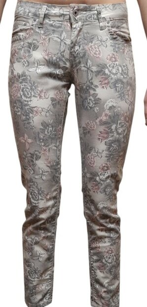 Jeans Bloemen Grijs, maat 34 of 36