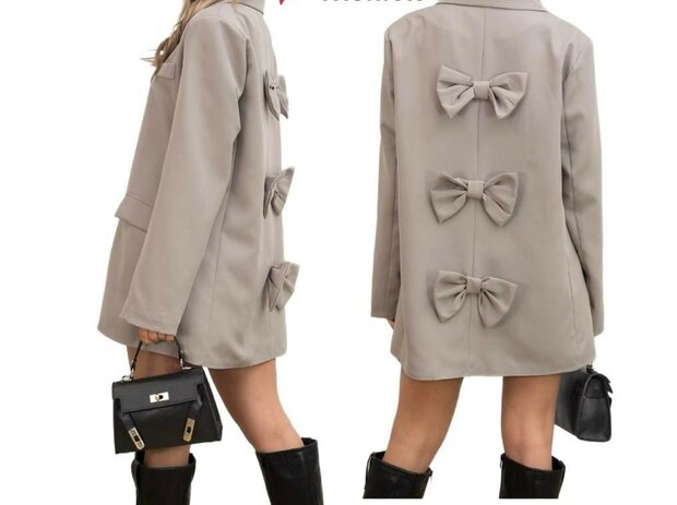 Lang Colbert met strikjes BEIGE