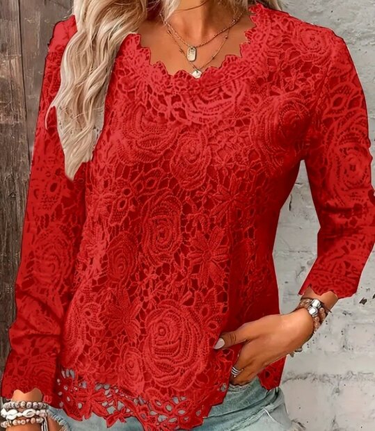 Kanten Top Rood, maat XXL