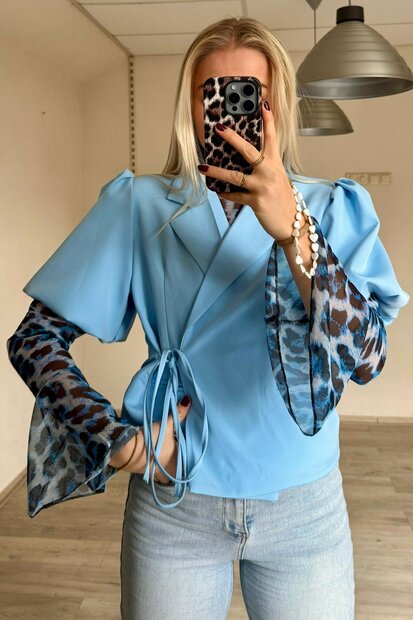 Colbert met pofmouwen Lichtblauw, ONE SIZE