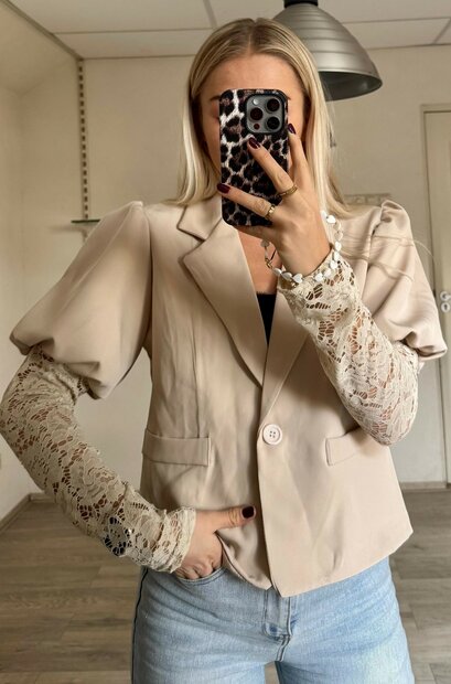 Colbert met pofmouwen BEIGE, ONE SIZE