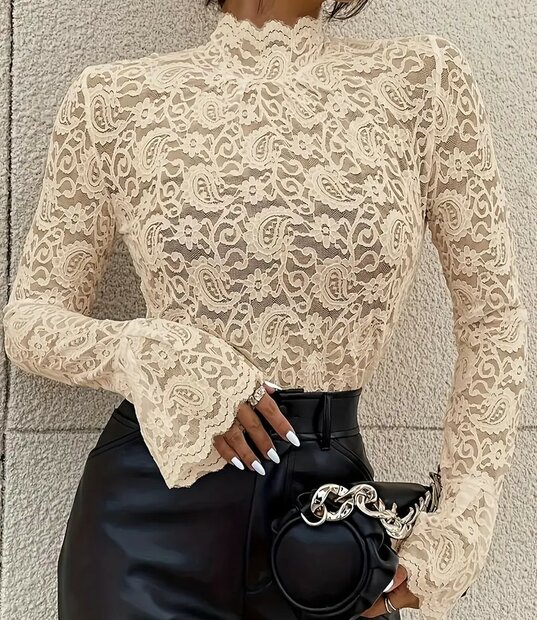 Kanten Top Beige, ONE SIZE