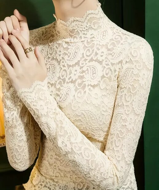 Kanten Top Beige, ONE SIZE