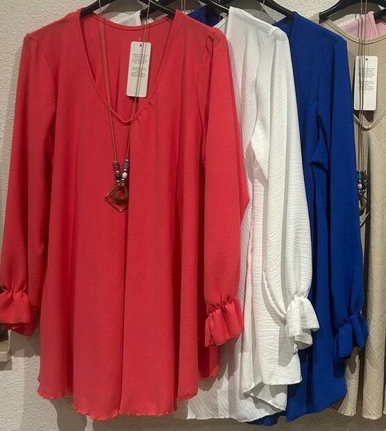 Shirt Kobalt met ketting, ONE SIZE