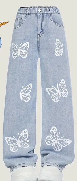 Jeans Meisjes Vlinders, maat 146/152