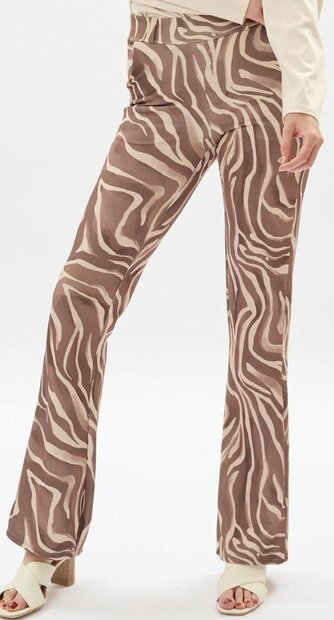 IZ NAIZ Flared Broek Zebra Beige