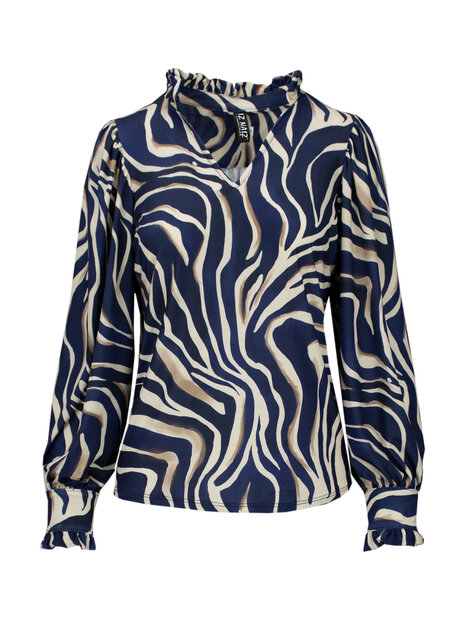 IZ NAIZ Blouse ZEBRA Donkerblauw