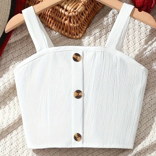 Topje Meisjes Wit, maat 134/140