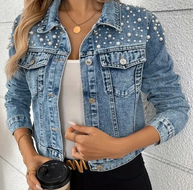 Spijkerjack met Parels