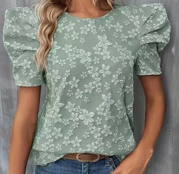 Tshirt Bloemen GROEN
