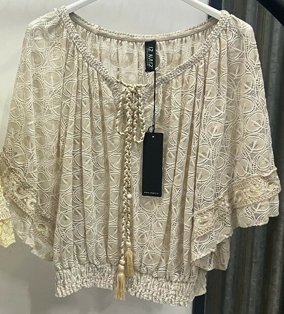 IZ NAIZ Blouse kant BEIGE