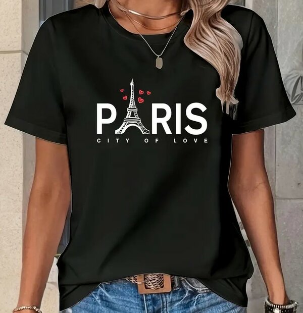 Tshirt Dames Paris ZWART