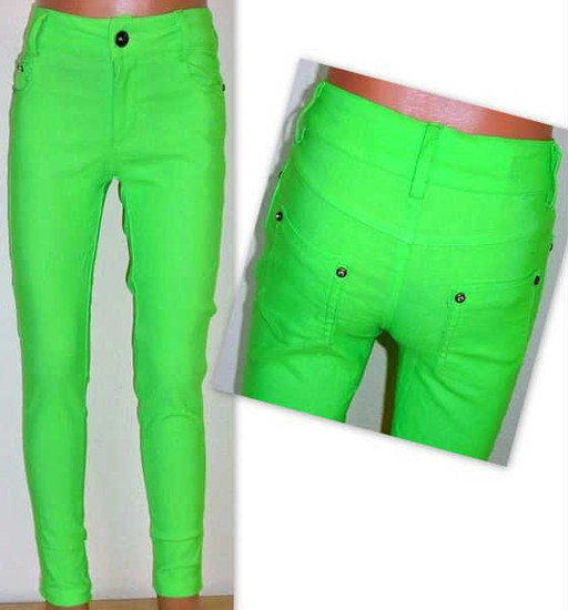 Papillon Gekleurde Skinny Broek Meisjes Fluor Groen
