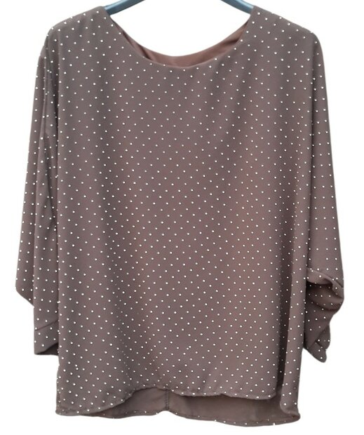 Bruin Shirt met Parels, maat One Size