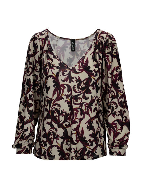 Iz Naiz Shirt of Blouse Donkerrood / Beige