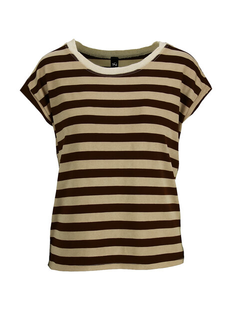 Iz Naiz TShirt gestreept Donkerbruin