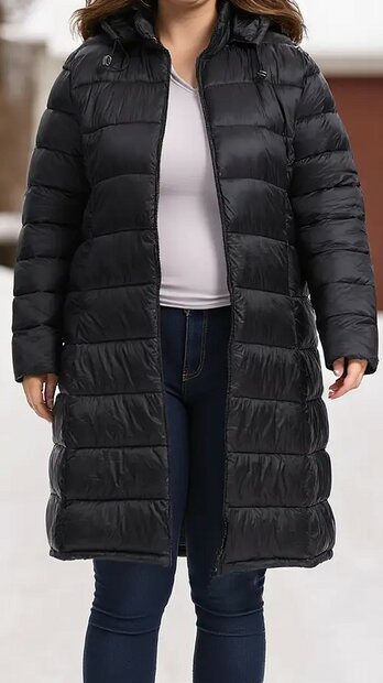 Winterjas Dames Zwart, maat 4XL