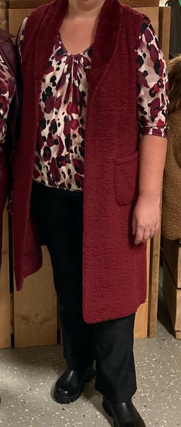 Lang Gilet Bordeaux Rood