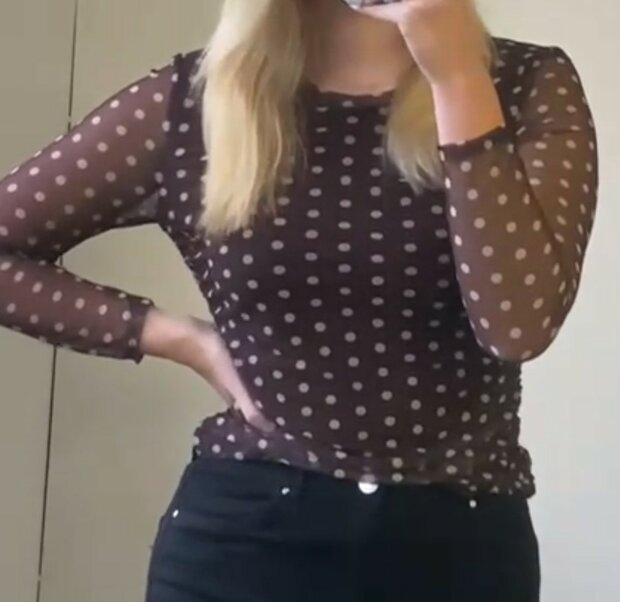 Bruin Shirt met Stippen, maat One Size